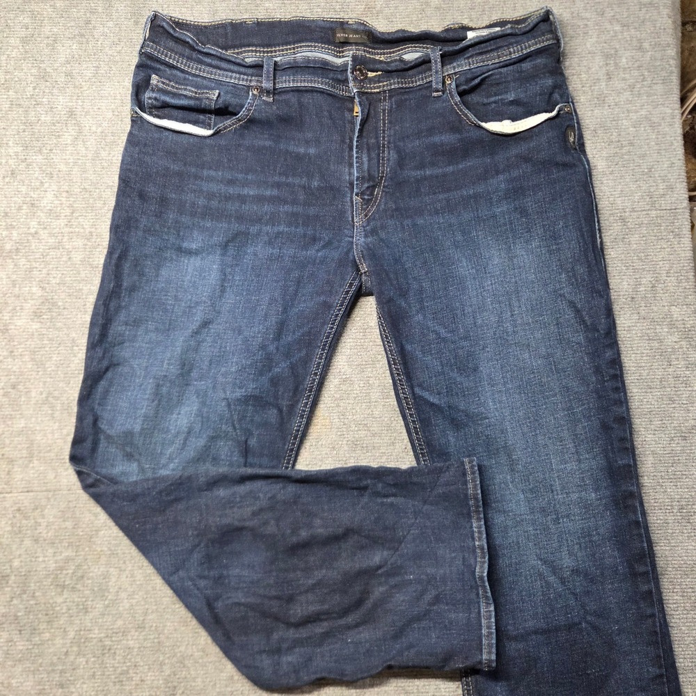Silver Jeans Co Allan Classic Fit Dark Wash Straight Leg Denim Jeans W38 L30
